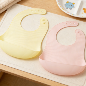 1-Pack 3 Single Pack Unisex Silicone Bibs for Babies and Boys, Soft, Adjustable, Waterproof and Leak-proof, Protective Feeding Bibs