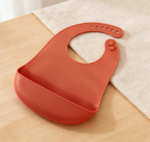 1-Pack Baby Silicone Folding Bibs, Coral, with Portable Storage Box, Soft, Lightweight, Waterproof Material, Suitable for Infants and Toddlers