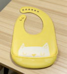 1-Pack Baby Silicone Bibs, Gray-Green, 26cm x 21cm, Soft, Waterproof, Easy to Clean, Adjustable Neck Circumference