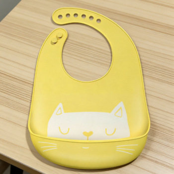 1-Pack Baby Silicone Bibs, Gray-Green, 26cm x 21cm, Soft, Waterproof, Easy to Clean, Adjustable Neck Circumference