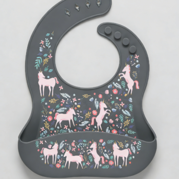 1-Pack Baby Silicone Bibs: Magic Farm Print, Soft and Fitting, Adjustable Neck Circumference, Waterproof, Easy-to-Clean