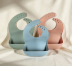 5-Pack Lightweight and Breathable Baby Silicone Bibs: Waterproof and stain-resistant, adjustable size, with food collection bag, portable and practical