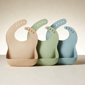 1-Pack Baby Silicone Bibs: Soft blue color, adjustable fit, waterproof and easy to clean, with food collection slot